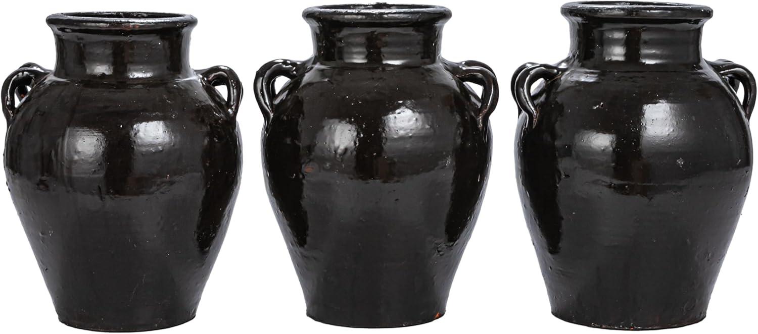 Distressed Dark Brown Clay Decorative Jar Vase