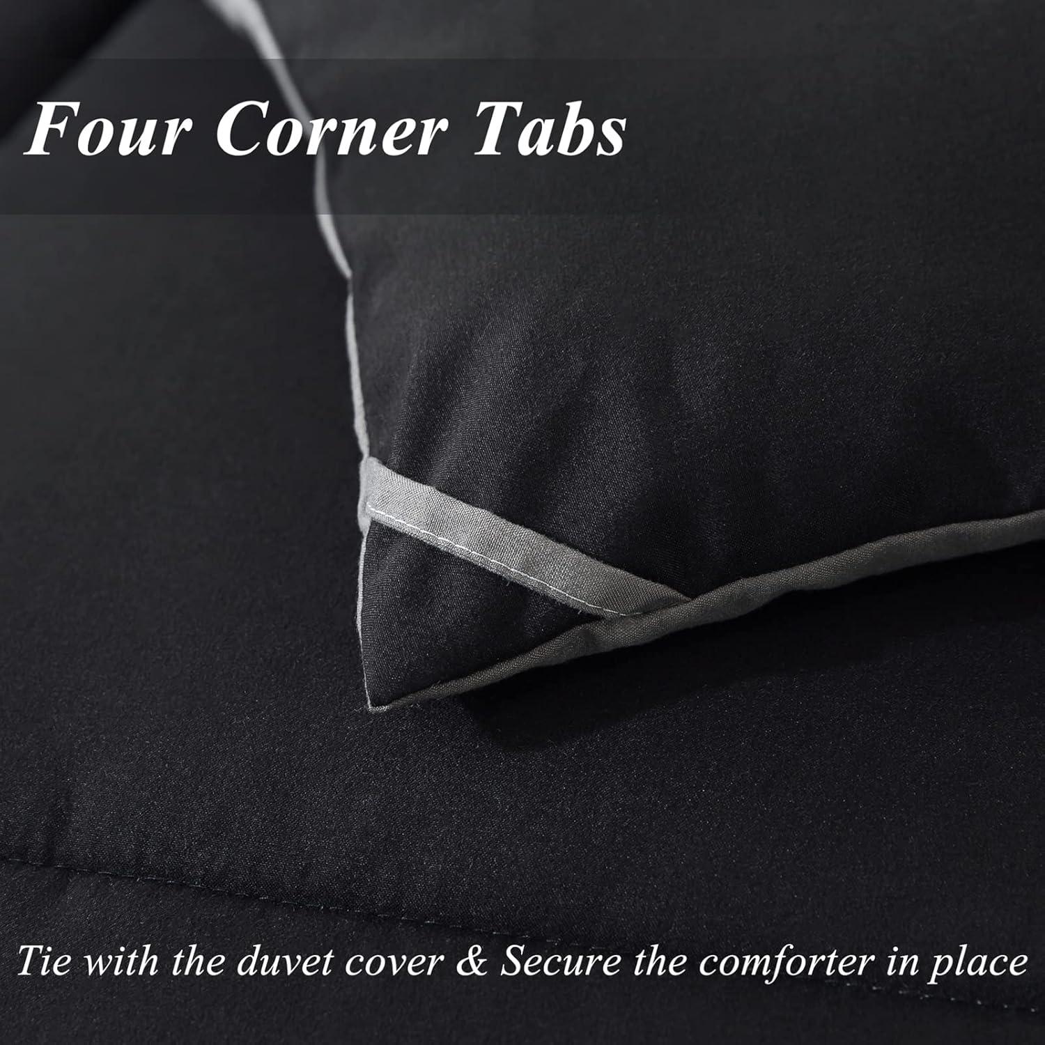 Queen Black and Gray Reversible Microfiber Comforter