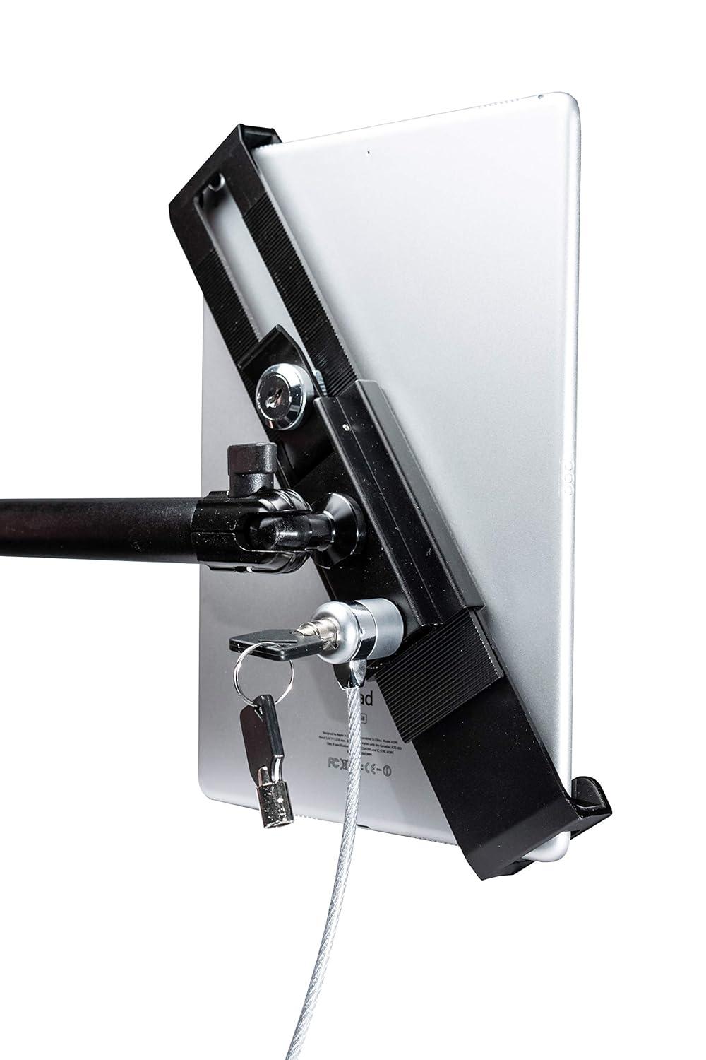CTA Digital Security Vehicle Mount - CTA Universal Aluminum Locking Tablet Mount for 7-14" Tablet - Compatible with iPad 7th/ 8th/ 9th Gen 10.2", iPad Pro 12.9", iPad Air 3, Surface Pro 4, Galaxy Tab