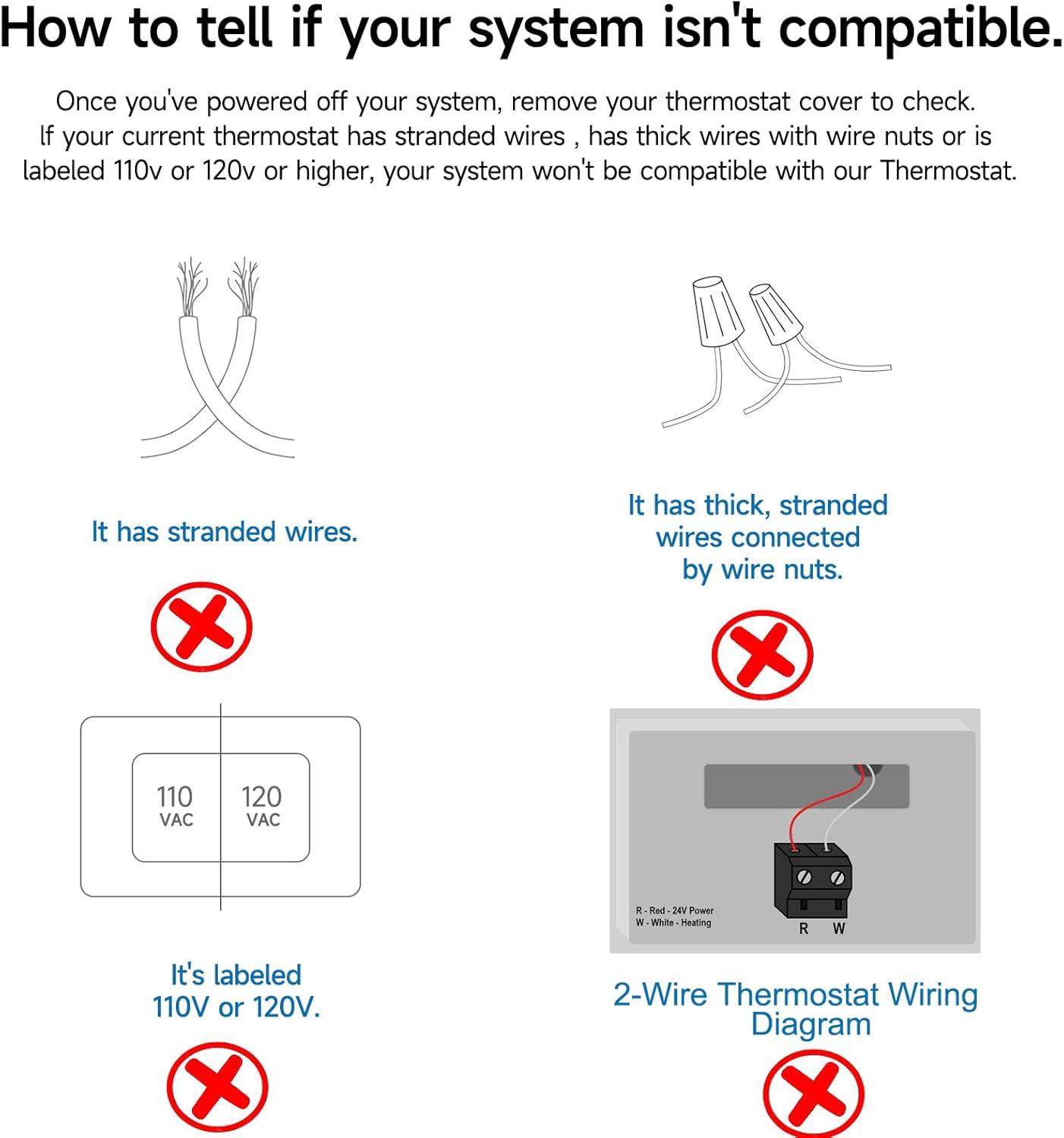 QUALITY FLOORING INC. Smart Thermostat For House With C-Wire Adapter, Programmable Wifi Thermostat Compatible With Alexa And Google Assistant,Energy Saving, Remote Control Tuya/Smart Life, C-Wire Require,Christamas Gift
