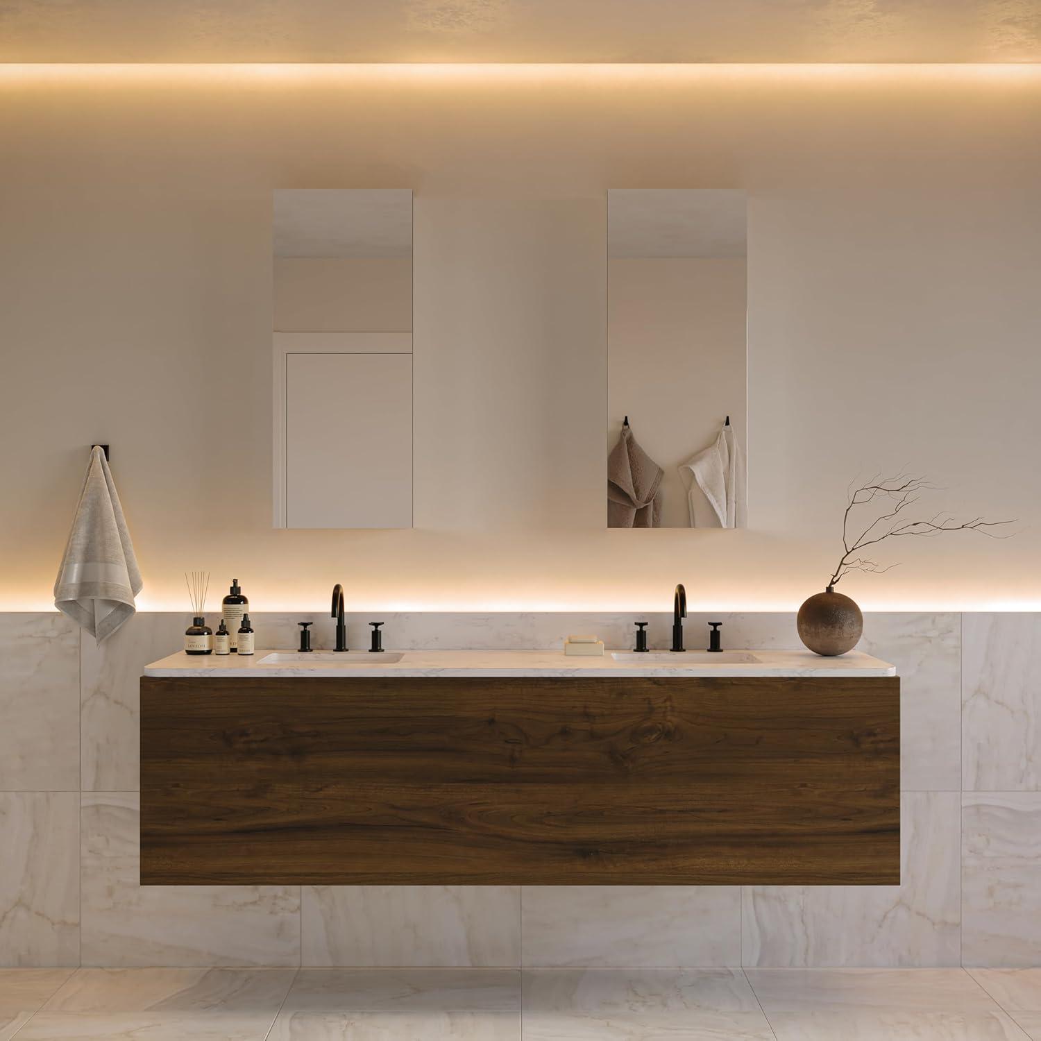 Senza Recessed/Surface Mount Rectangular Frameless Bathroom Medicine Cabinet