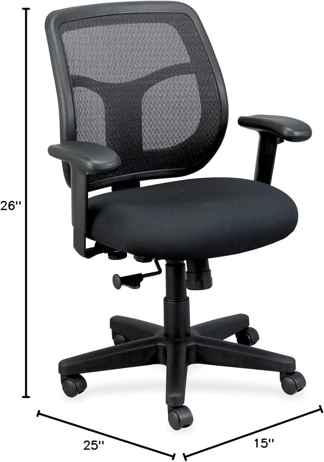 Eurotech Apollo Mid-Back Mesh Chair, 18.1" to 21.7" Seat Height, Black