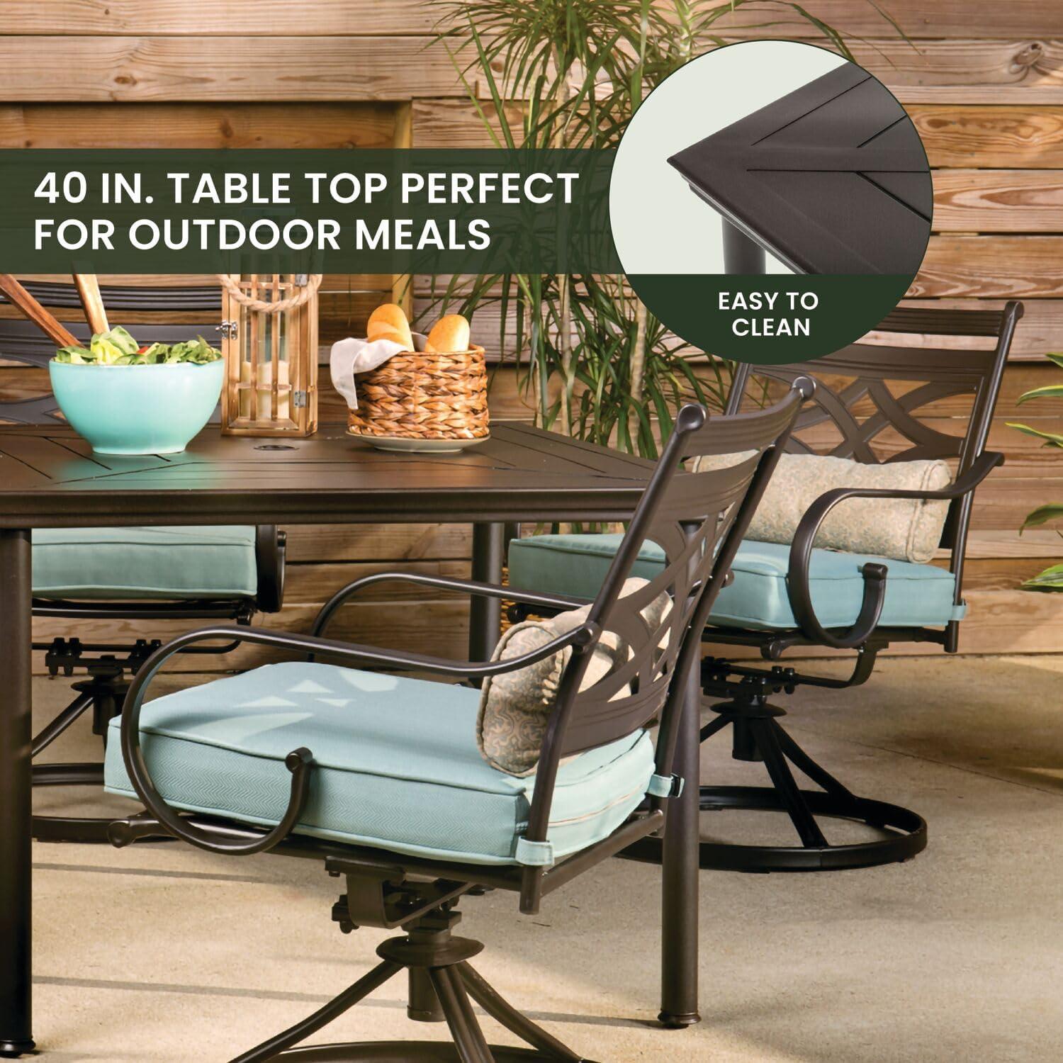 Hanover Montclair 9-Piece High-Dining Set in Ocean Blue with 8 Counter-Height Swivel Chairs and 60-Inch Square Table