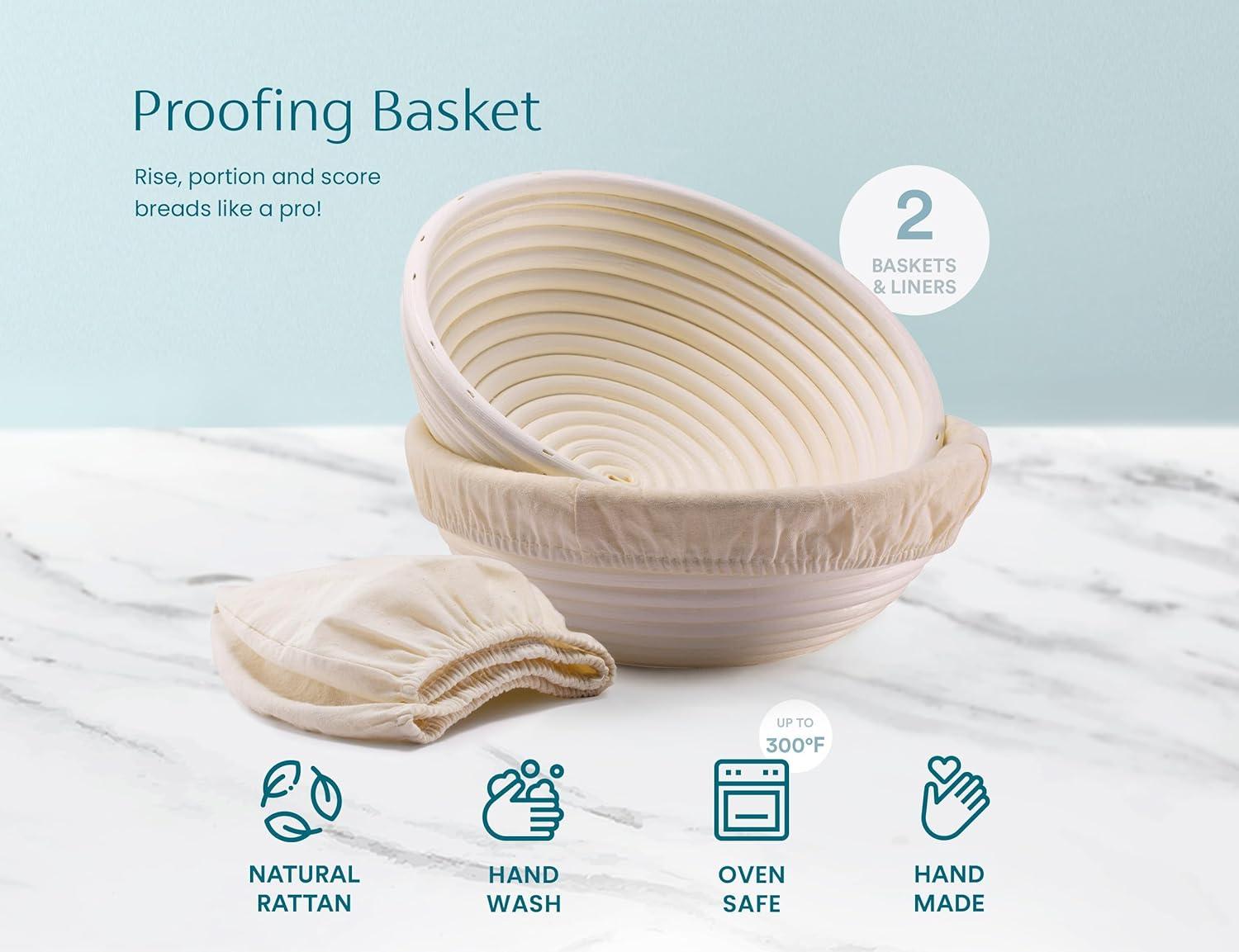 Kook Proofing Baskets and Liners, 9 Inch, Set of 2