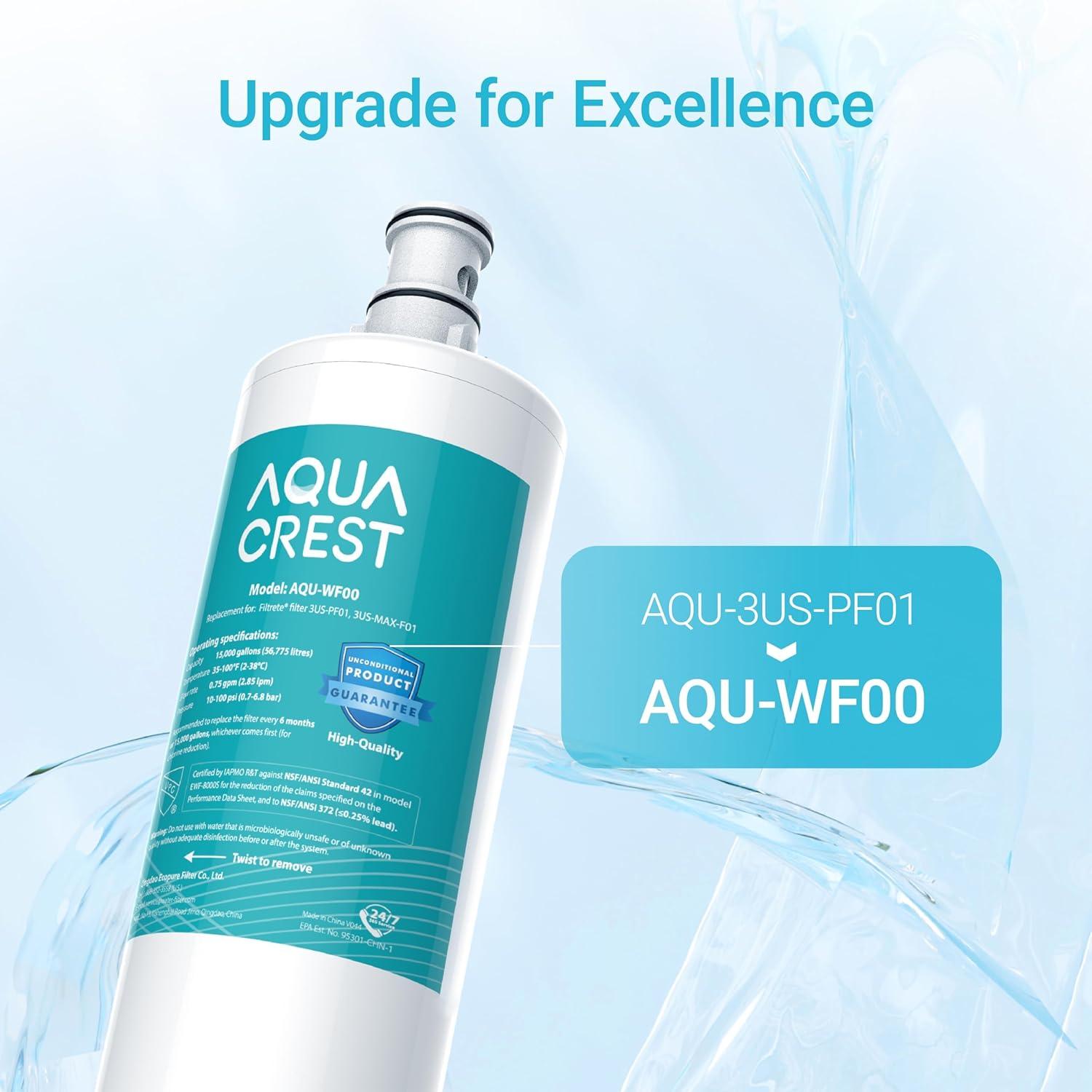 AQUA CREST 3US-AF01 Under Sink Water Filter, Replacement for Standard 3US-AF01, 3US-AS01, Aqua-Pure AP Easy C-CS-FF, WHCF-SRC, WHCF-SUFC, WHCF-SUF Water Filter, NSF/ANSI 42 Certified (Pack of 1)