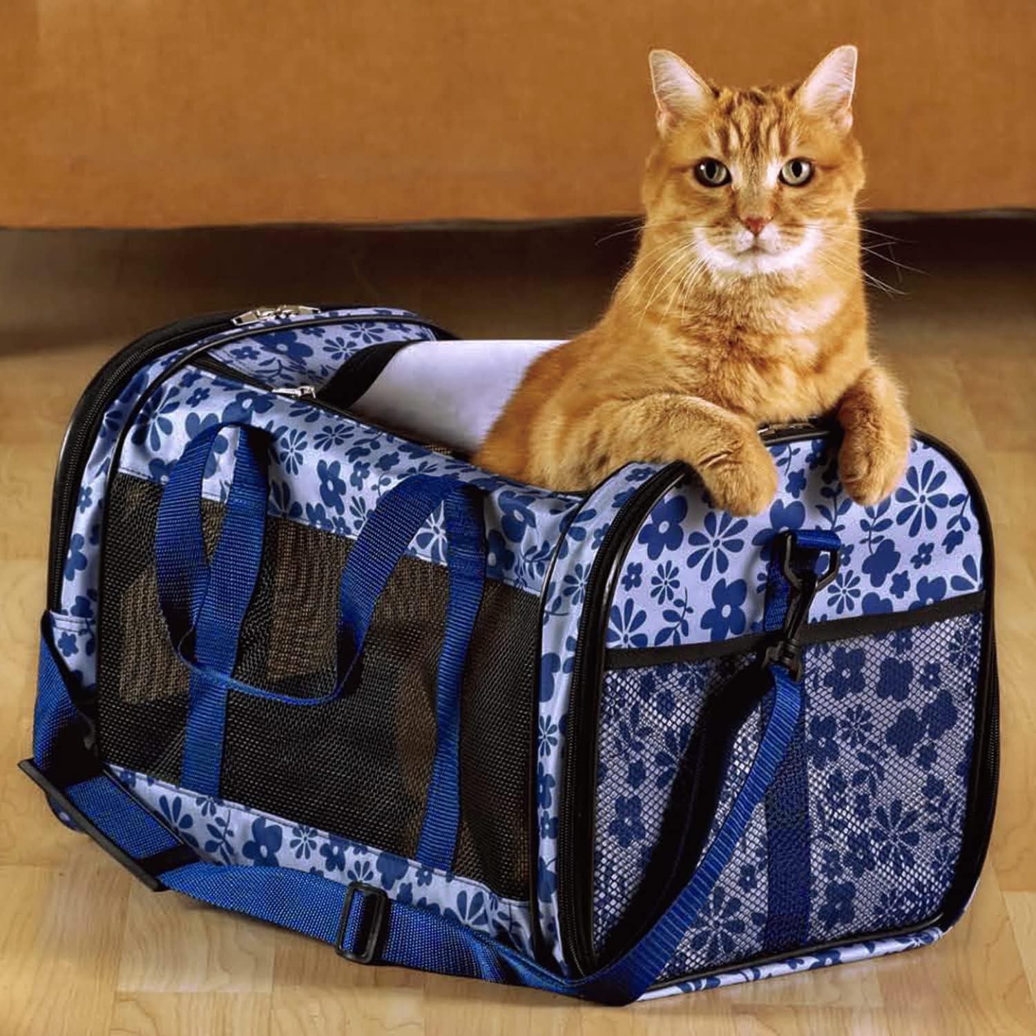 Blue Floral Soft-Sided Airline Approved Pet Carrier