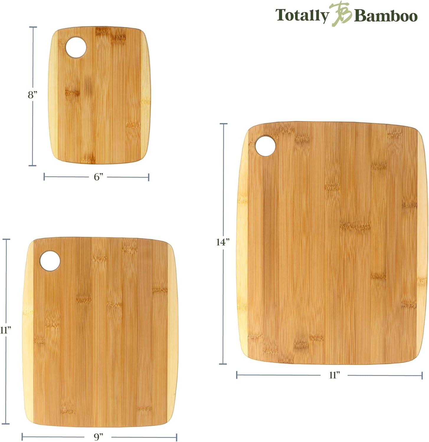 Two-Tone Bamboo 3-Piece Cutting and Serving Board Set