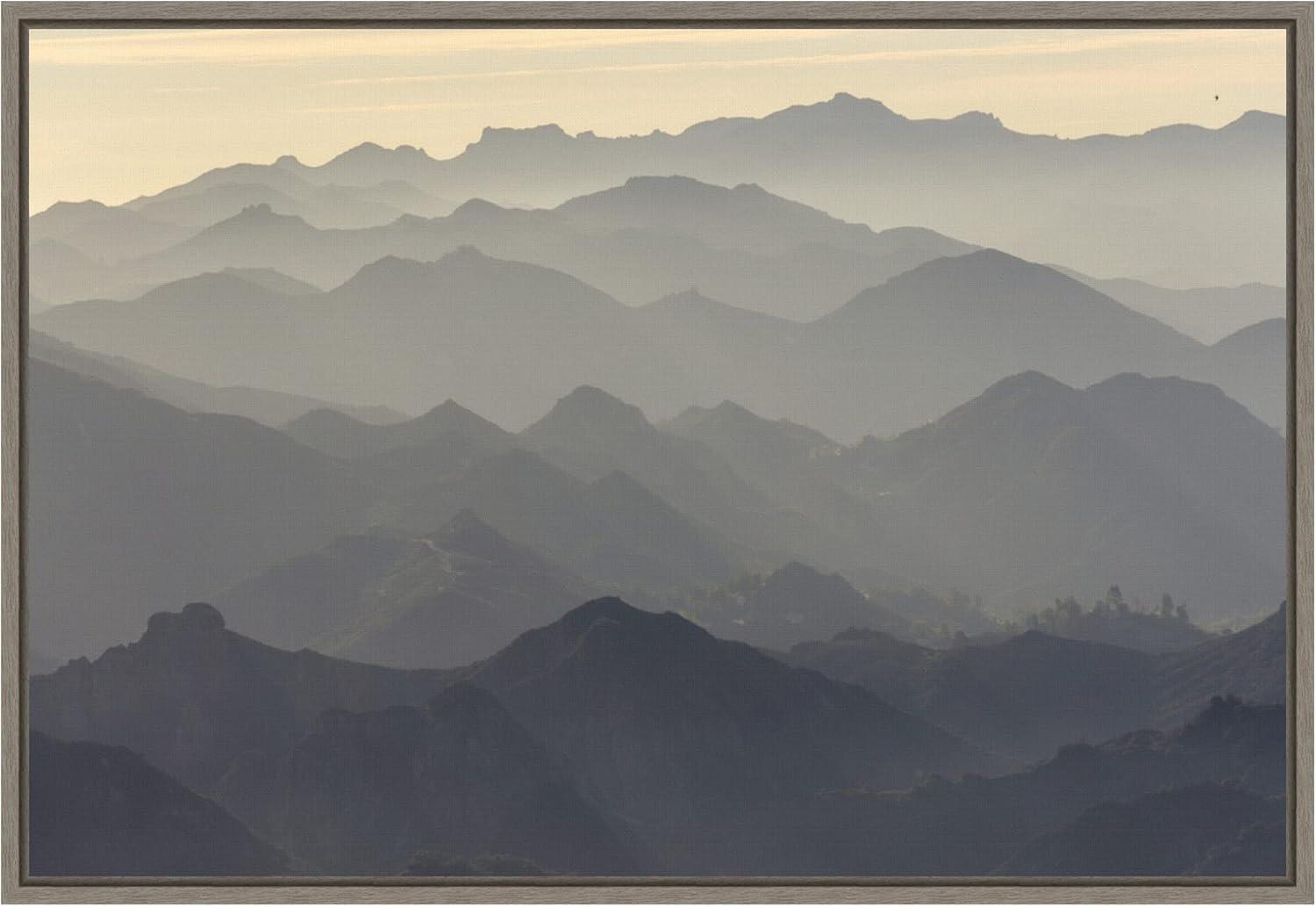 23" x 16" Graywash Framed Canvas Print of Santa Monica Mountains