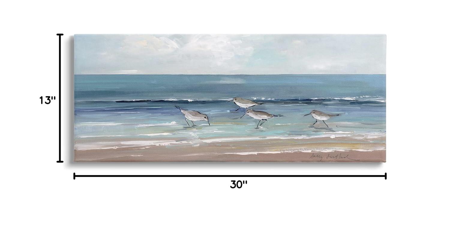 Stupell Industries Sandpipers Birds Cloudy Sky Beach Shore by Sally Swatland - Painting