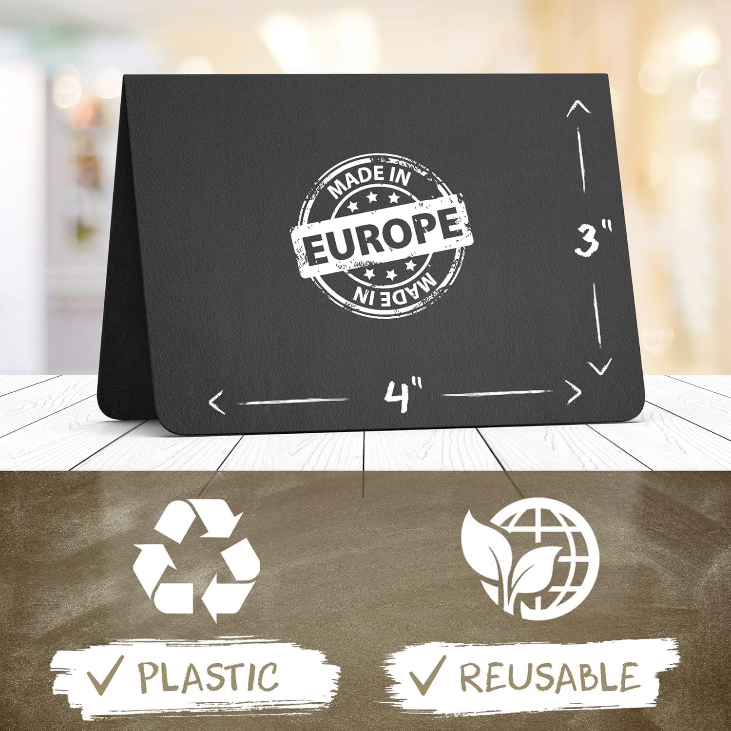 10 Pack Mini Chalkboard Table Tent Signs 4x3 – Reusable Food Labels for Buffet Party & Wedding – Plastic Display Chalk Board Tags for Catering & Event Displays