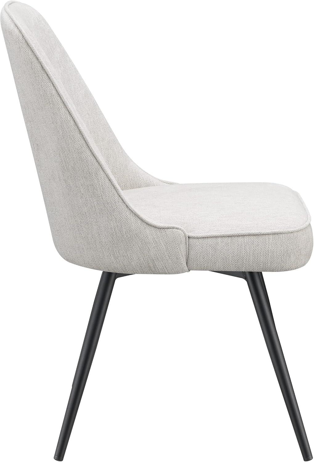 Martel Swivel Chair in Charcoal Herringbone Fabric with Black Legs