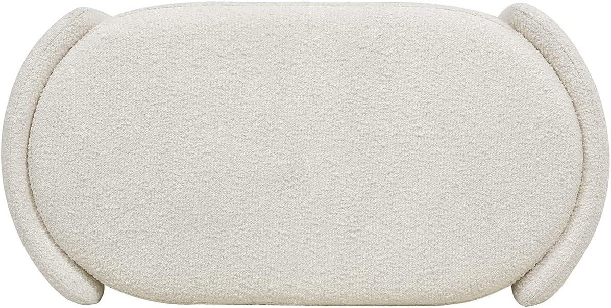 Jennifer Taylor Home Fuji 44" Upholstered Boucle Oval Storage Bench Ivory White