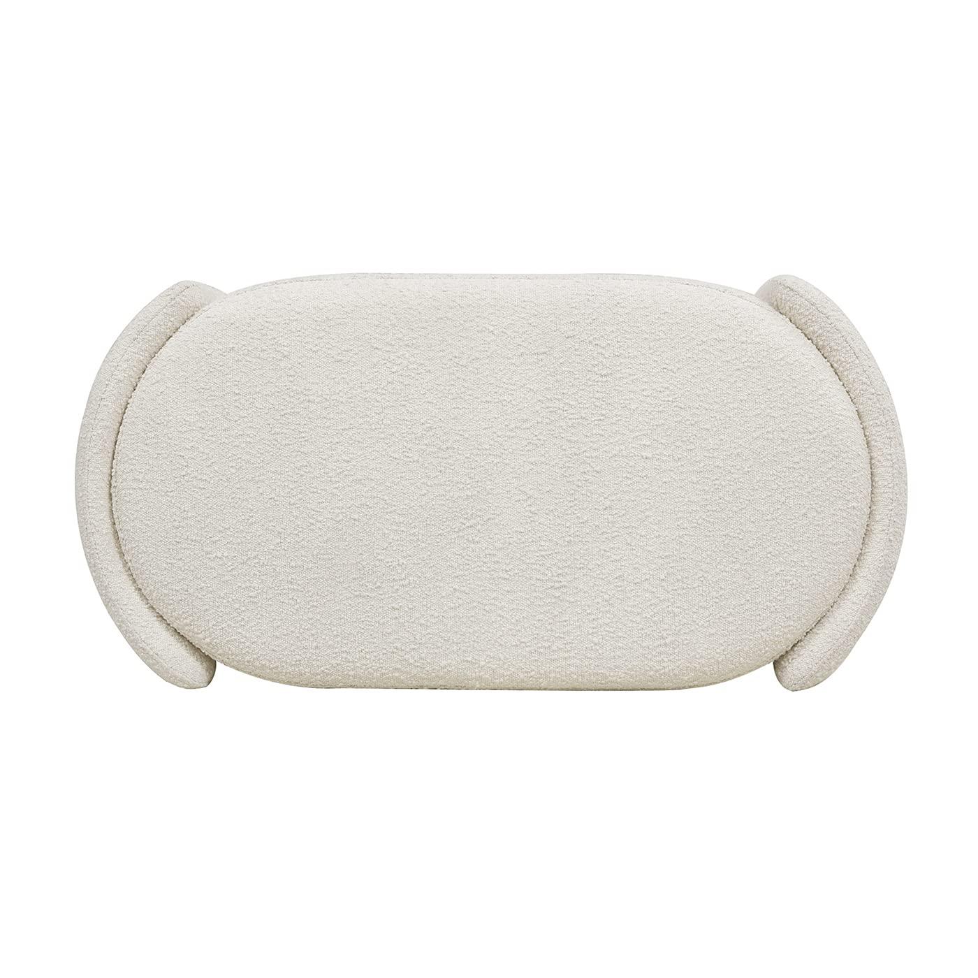 Jennifer Taylor Home Fuji 44" Upholstered Boucle Oval Storage Bench Ivory White