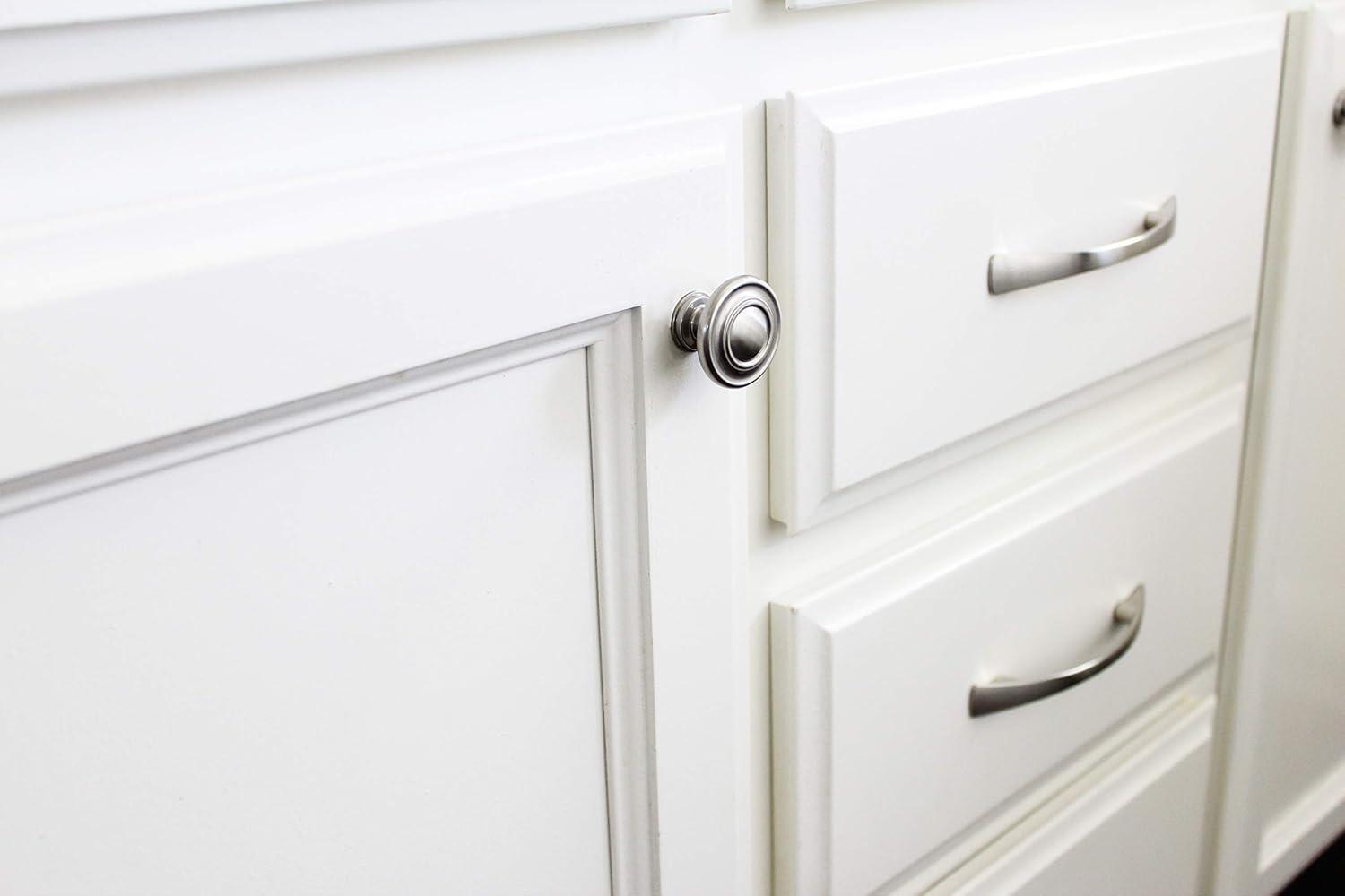 Brushed Nickel Round Zinc Cabinet Knobs with Mounting Hardware (15 Pack)