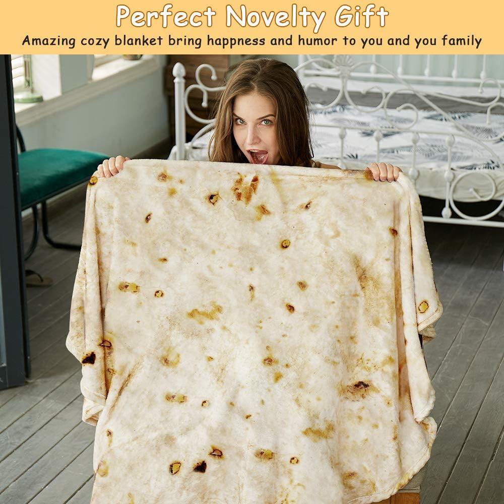 Beige Flannel Burritos Tortilla Reversible Blanket, 47 Inches