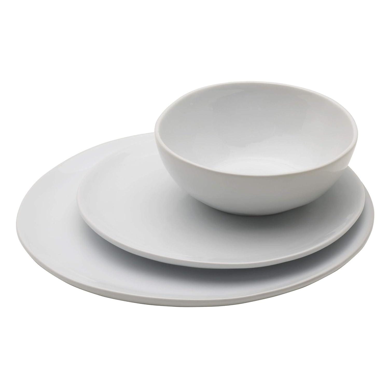 White Porcelain 12-Piece Dinnerware Set, Service for 4