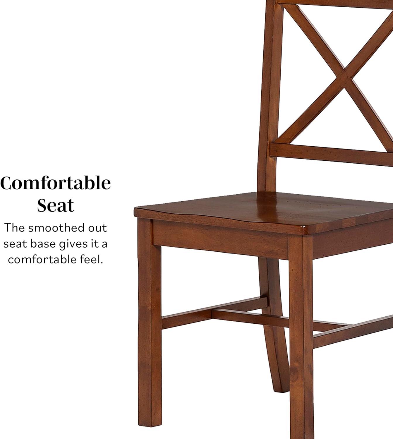 Walker Edison Traditional Wood Dining Chair, Set of 2, Antique Brown