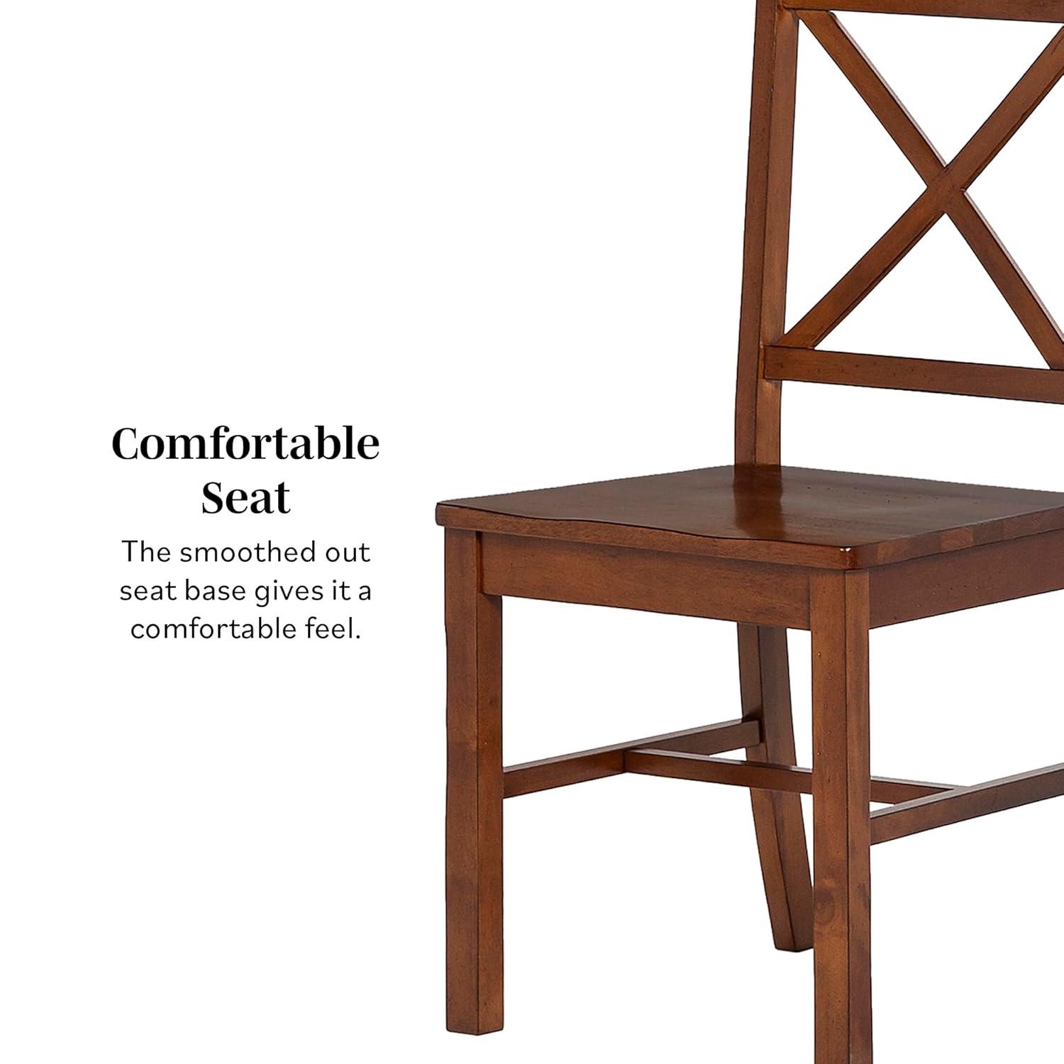Walker Edison Traditional Wood Dining Chair, Set of 2, Antique Brown