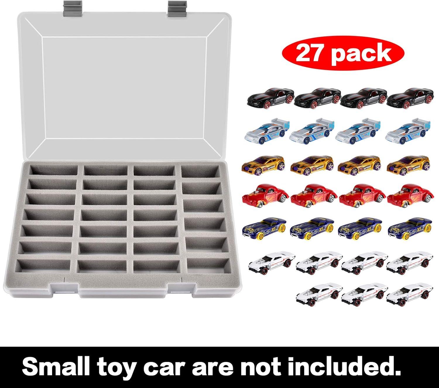 Transparent Hard Plastic Toy Car Organizer with Sponge Grooves