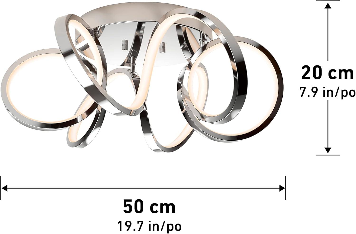 artika Swirl Ribbon 28W LED Modern Flush Mount Ceiling Light Fixture, Chrome Ideal for Bedroom, Hallway, Kitchen - 1800 Lumens 3000 Kelvin, No Bulb Required