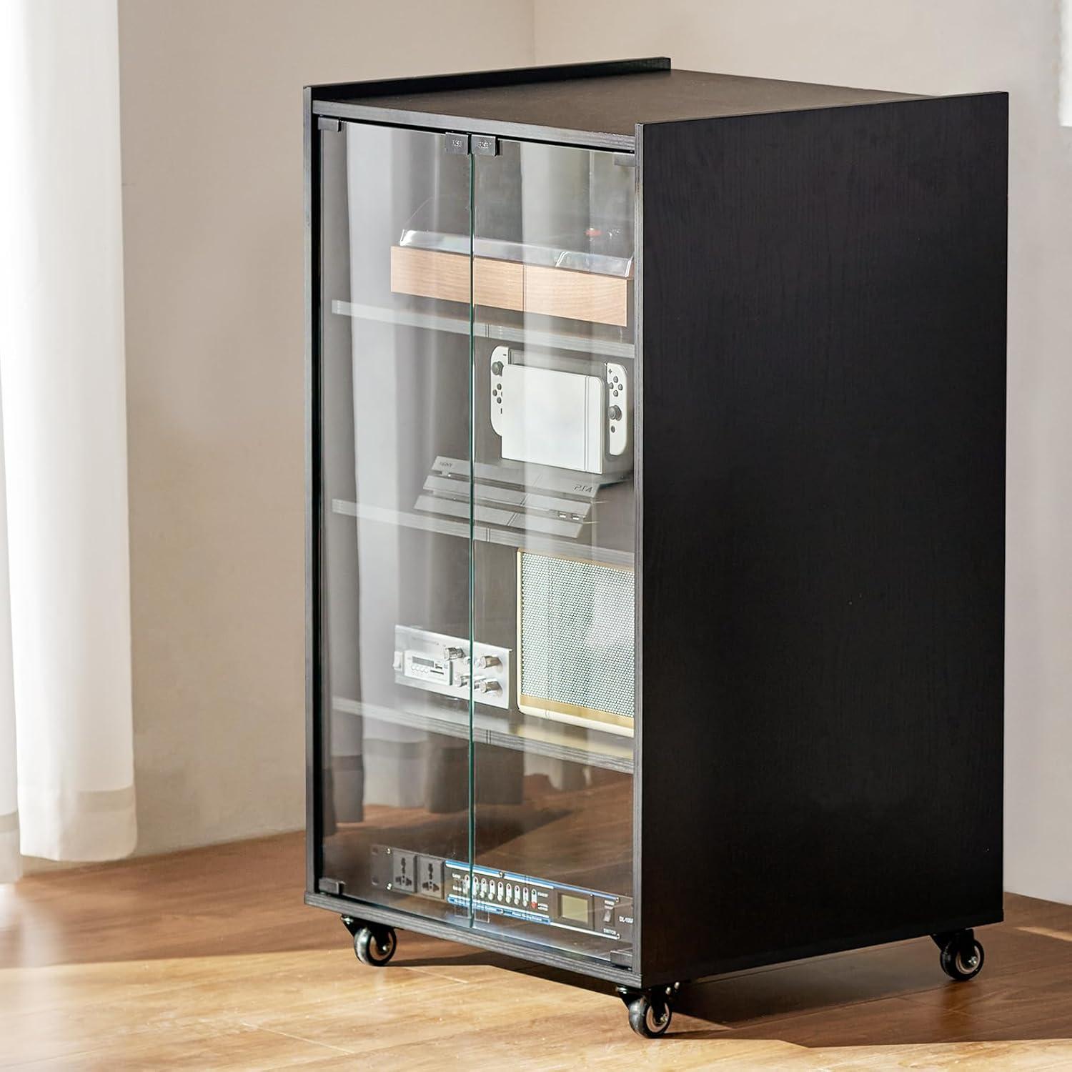 VEVOR 5-Tier AV Media Stand with Wheels, Wooden Audio-Video Media Stand for DVD Players/Cable Boxes/Games Consoles