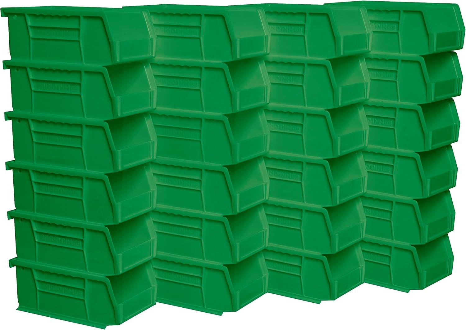 Green Stackable Plastic Storage Bin, 7 x 4 x 3 Inches