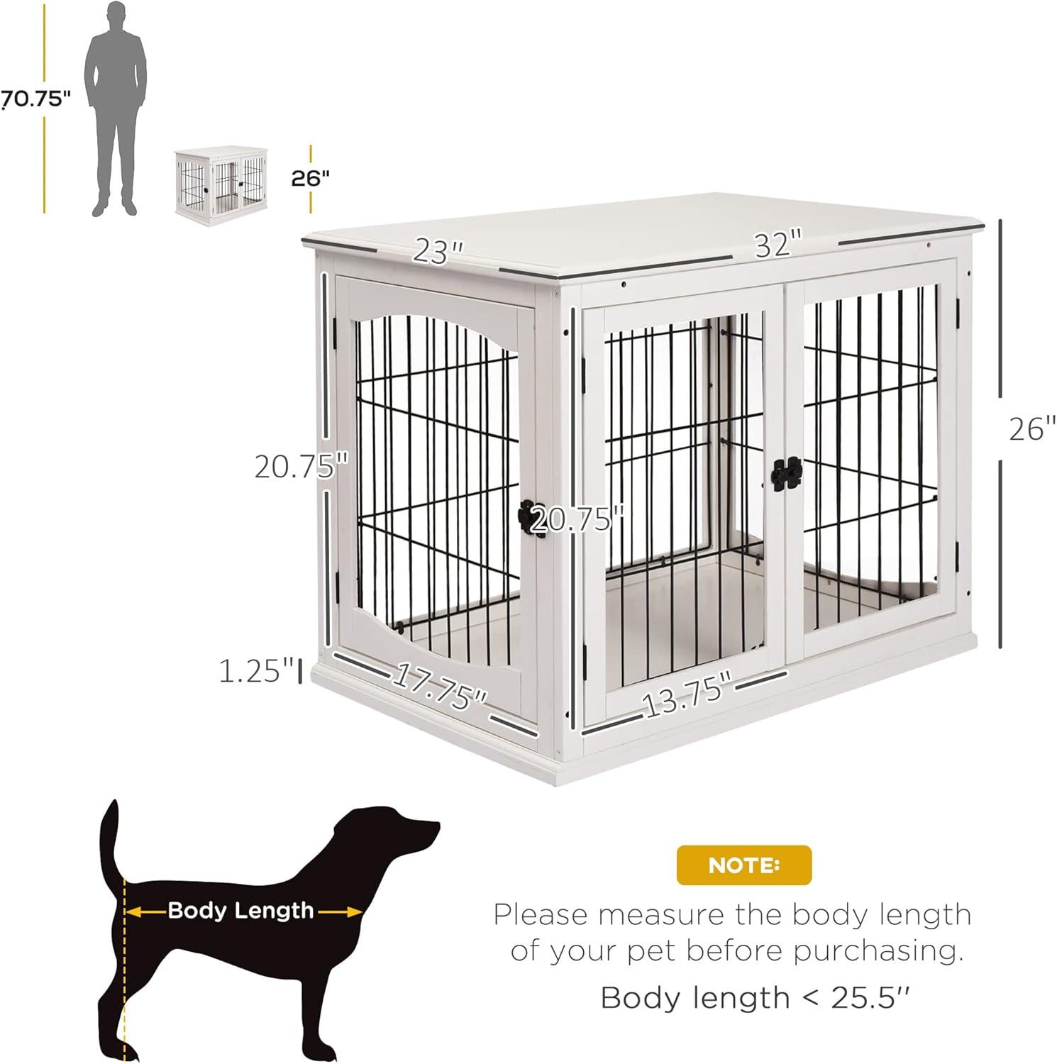 White Small MDF Dog Crate End Table