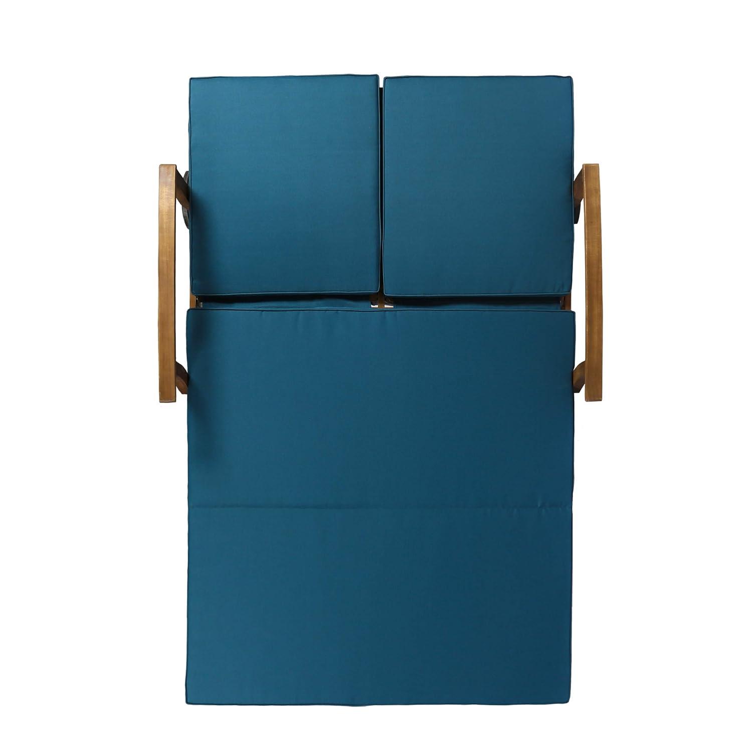Perla Acacia Wood Double Chaise Lounge Teak/Blue - Christopher Knight Home