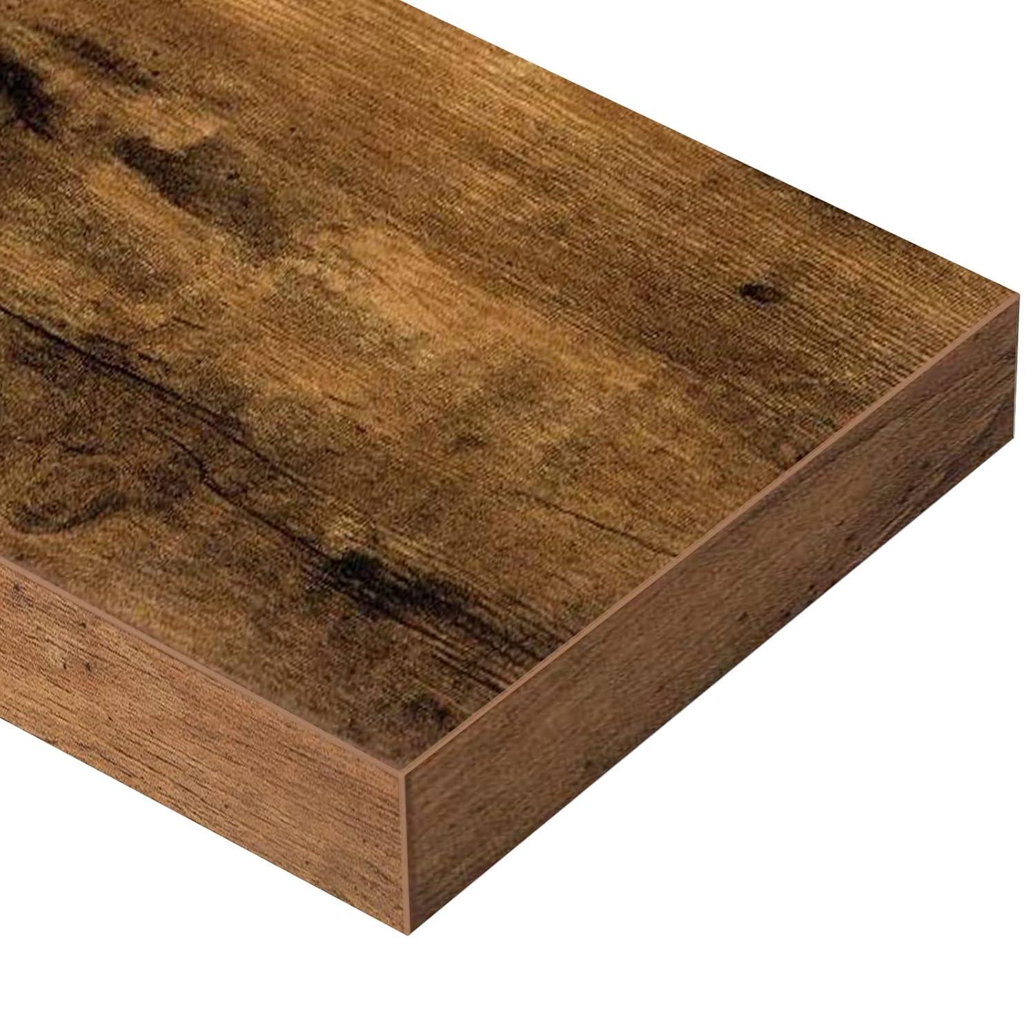 Floating Shelves Bathroom Shelf Bedroom Kitchen Farmhouse Small Book Shelf for Wall 16 inch Set of 4, Rustic Brown (015-BN4)