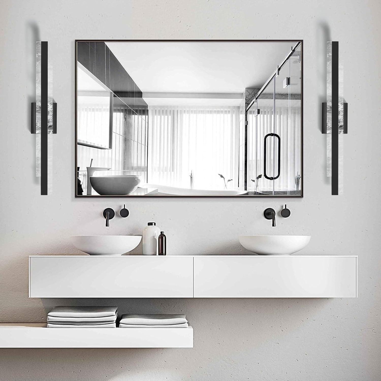 Modern Bathroom Vanity Light: Matte Black 27 inch 28W Dimmable LED Bath Bar Light Fixtures Over Mirror - Wall Sconce Picture Lights for Paintings Cabinets Bedroom 3000k