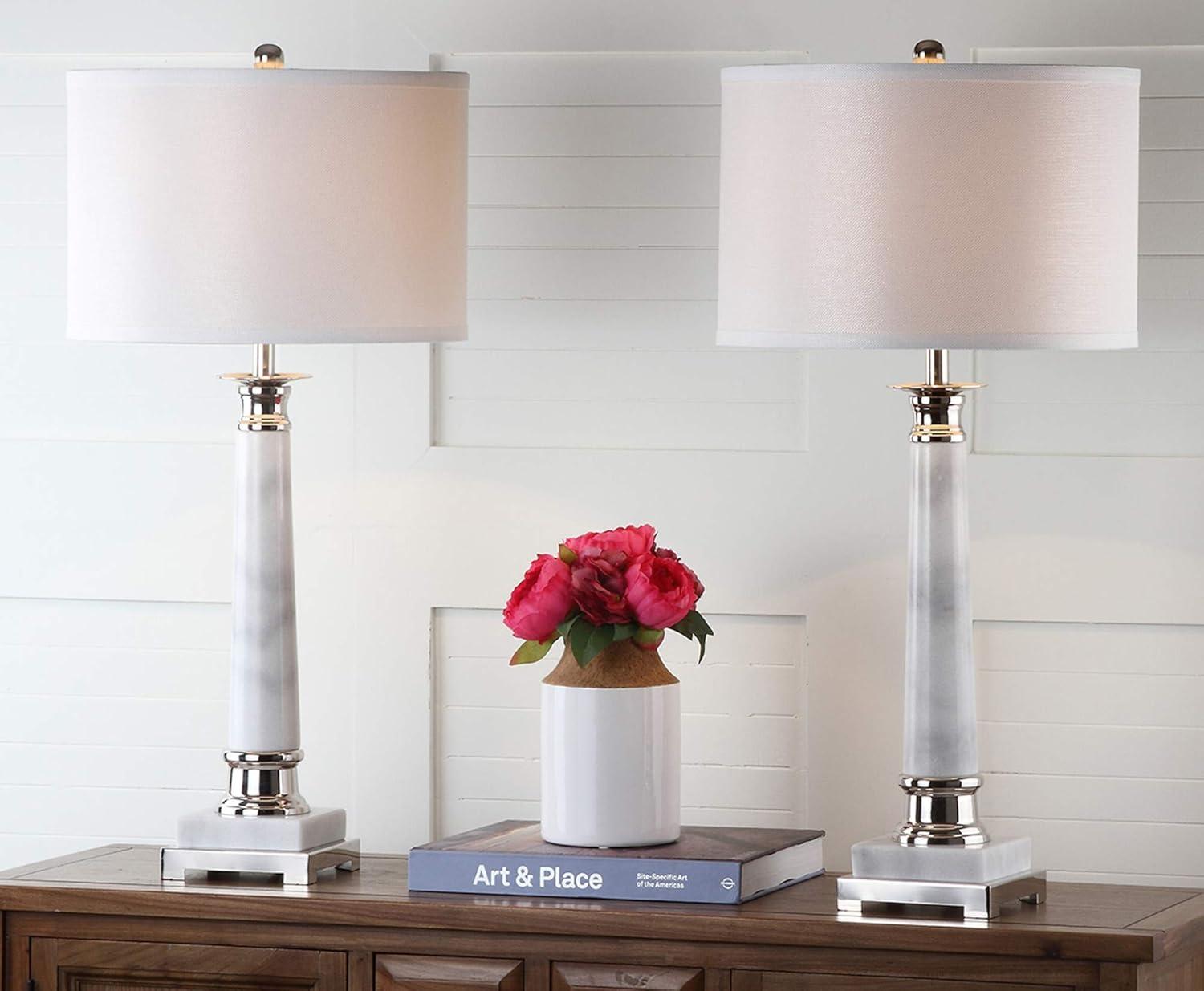 Colleen 31 Inch H Table Lamp (Set of 2) - White Marble - Safavieh