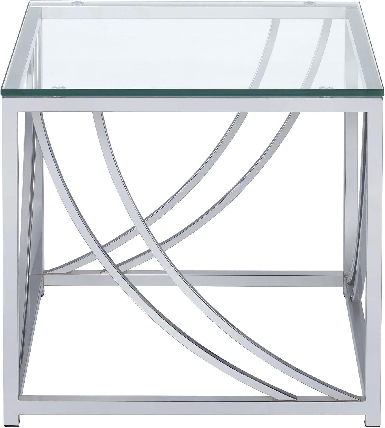 Lille Square End Table with Glass Top Chrome - Coaster
