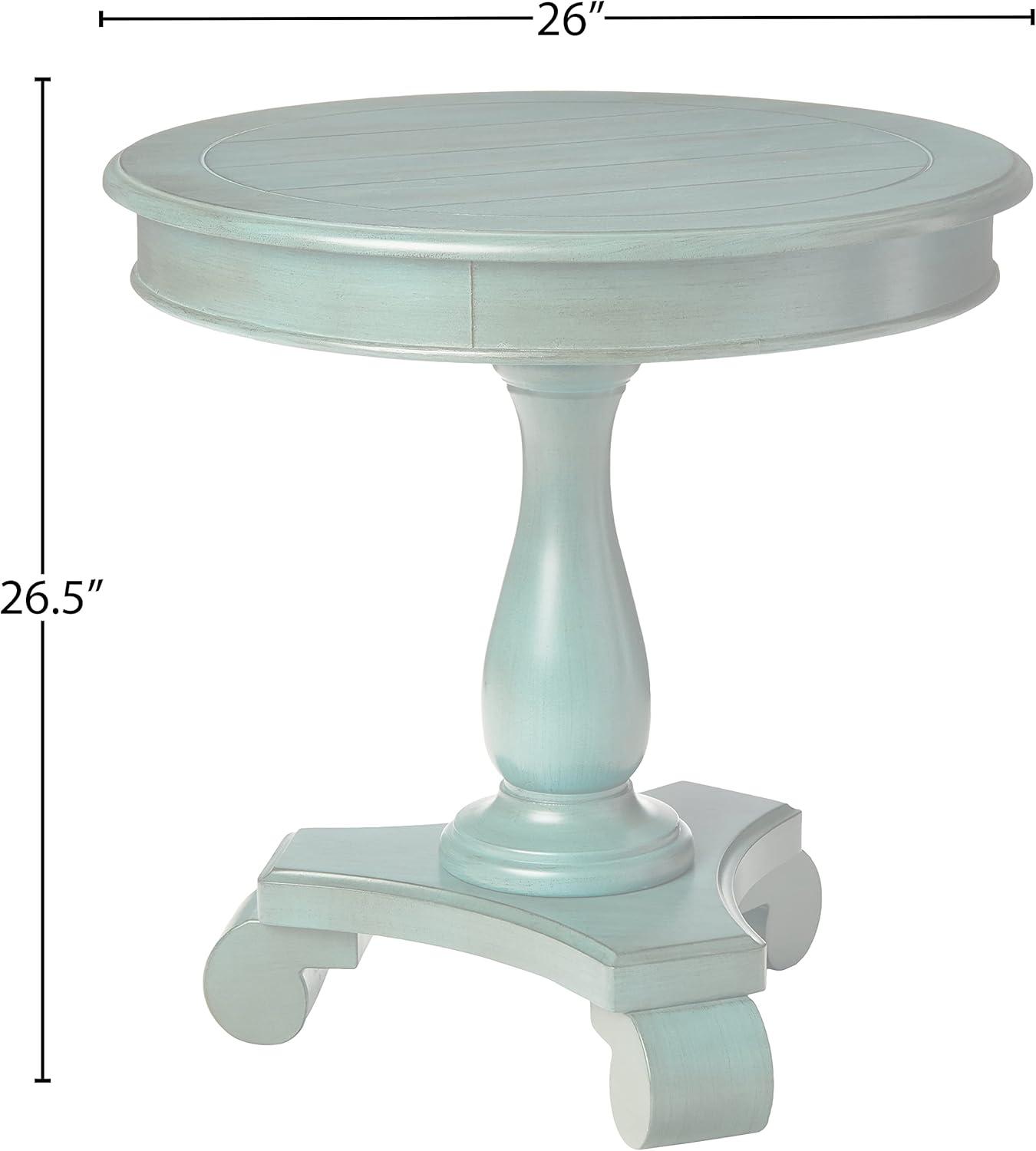 Avalon Caribbean Blue Hand Painted Round Wood Accent Table