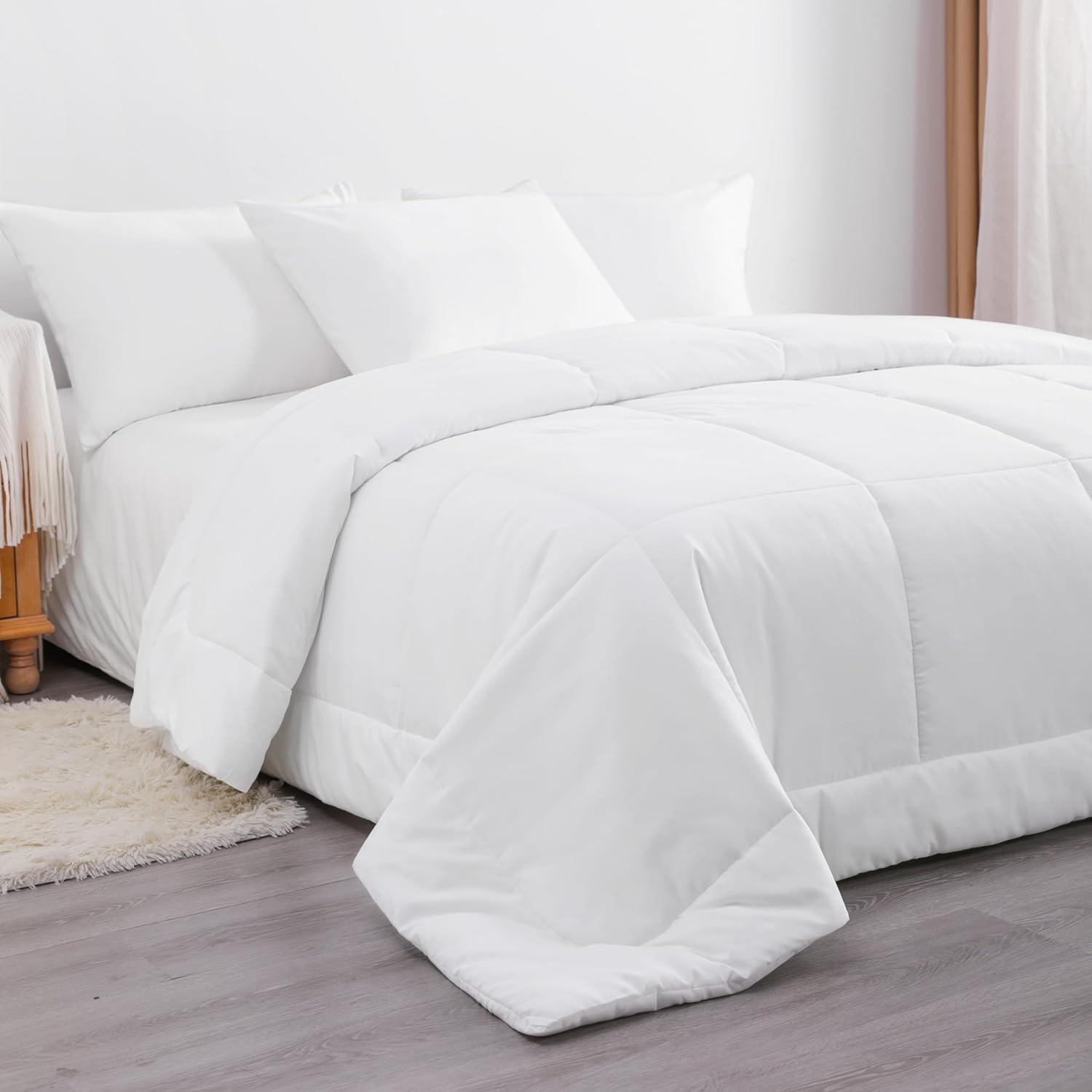 All Season Goose Down Alternative Twin Duvet Comforter Insert, 68x90 Inches, White - NTBAY