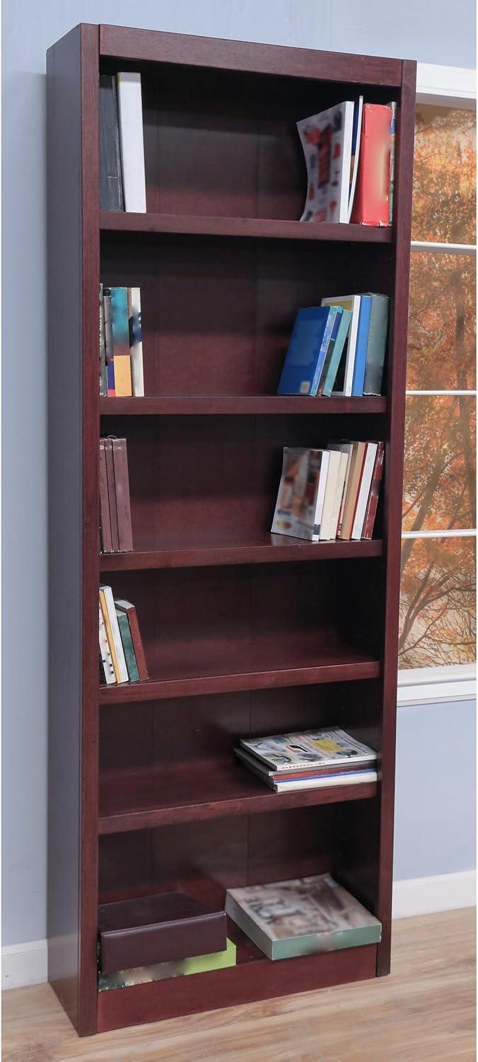 Concepts in Wood 6 Shelf Wood Bookcase, 84 inch Tall - Espresso Finish