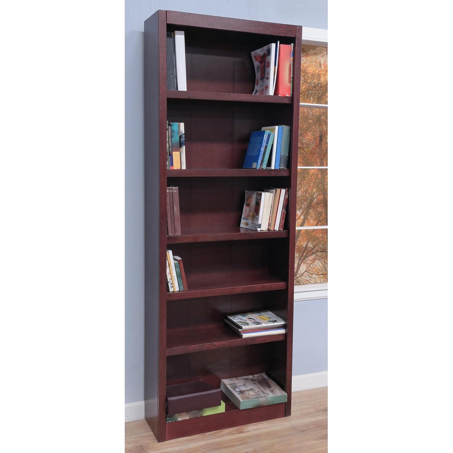 Concepts in Wood 6 Shelf Wood Bookcase, 84 inch Tall - Espresso Finish