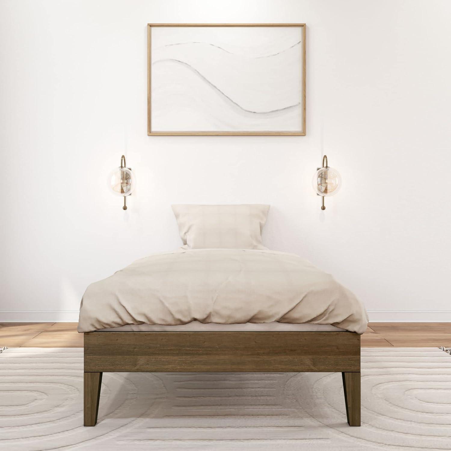 Plank+Beam Solid Wood Twin Size Platform Bed Frame, Matte Walnut