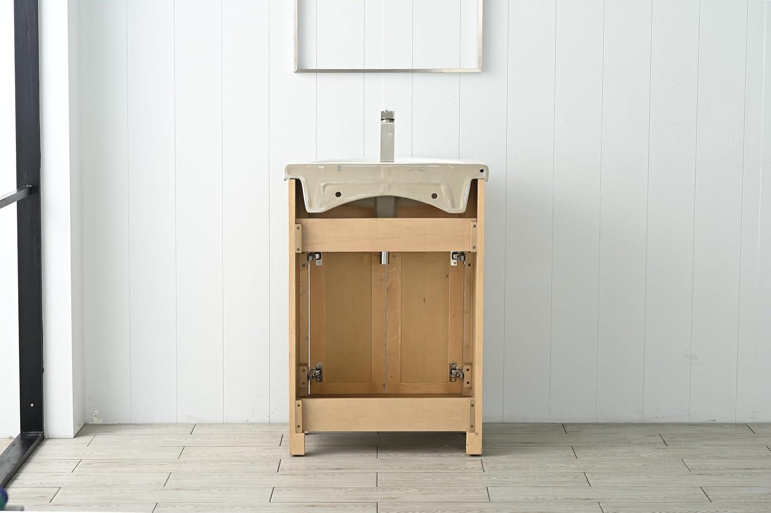 Design Element Marian 24" Single Sink Bath Vanity in Oak with Porcelain Top