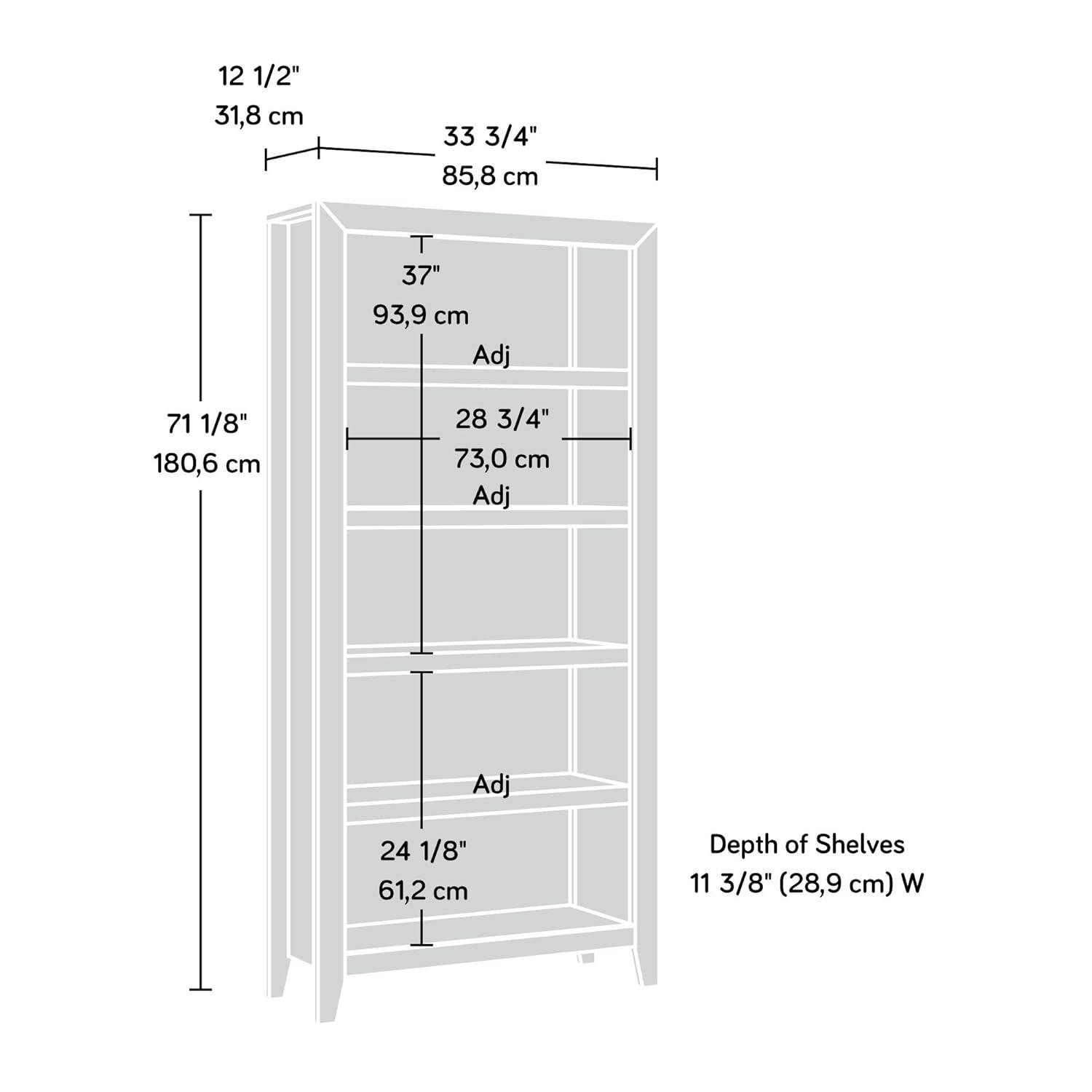Sauder Dakota Pass 5-Shelf Bookcase, Char Pine Finish