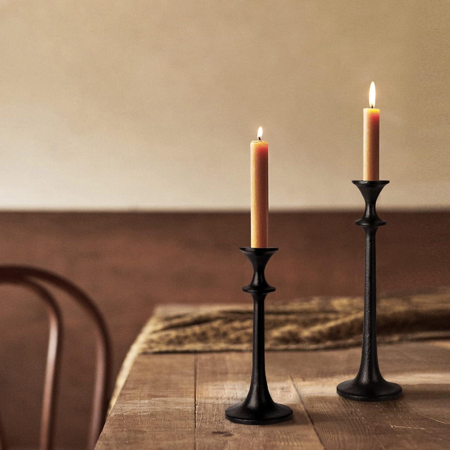 Black Iron Taper Candle Holder - Set of 3 Decorative Candle Stand - Candlestick Holder for Wedding, Dinning, Party