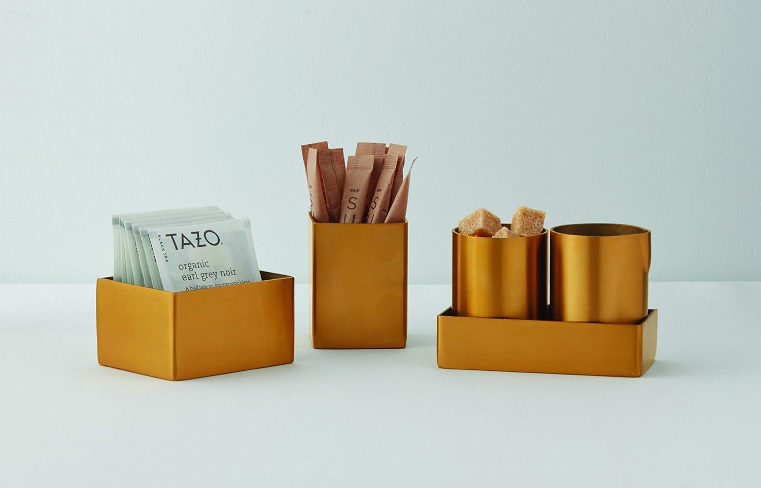 Gold Satin Finish Round Stainless Steel Sugar Packet Holder