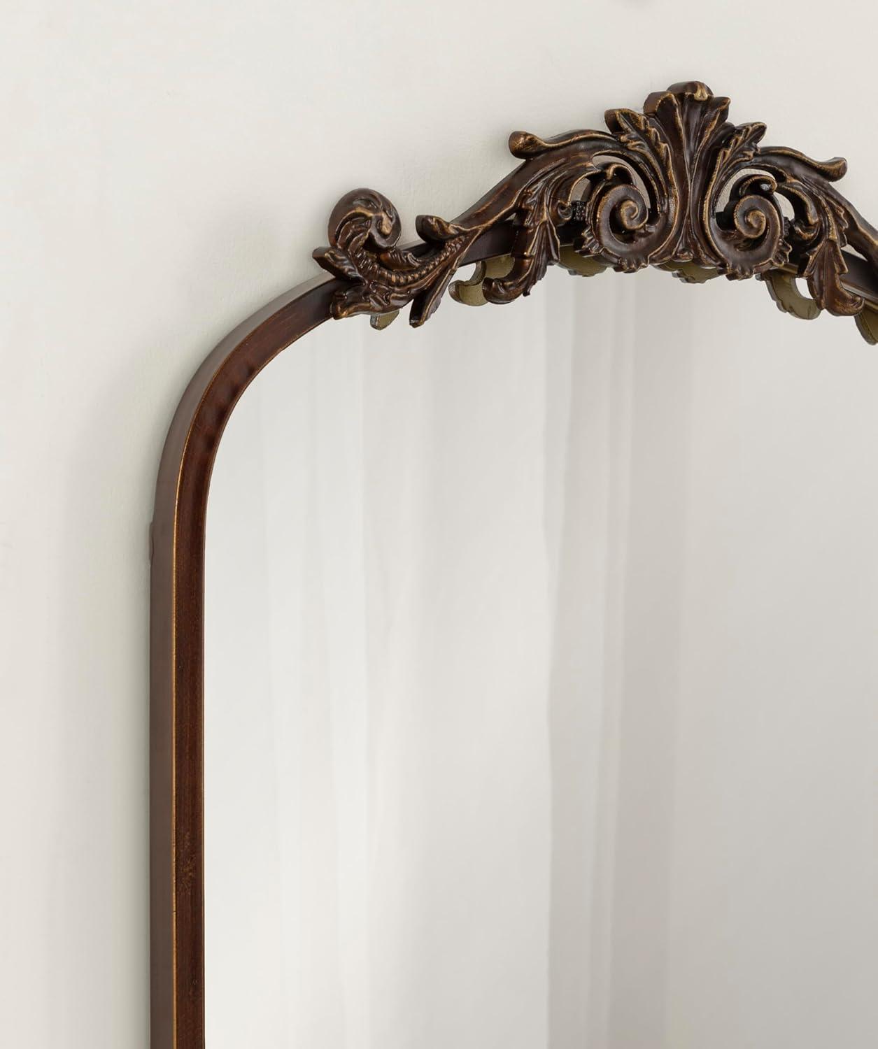 Kate & Laurel All Things Decor 21"x32" Arendahl Traditional Arch Mirror with Shelf Bronze: Elegant Wall-Mounted Metal Frame