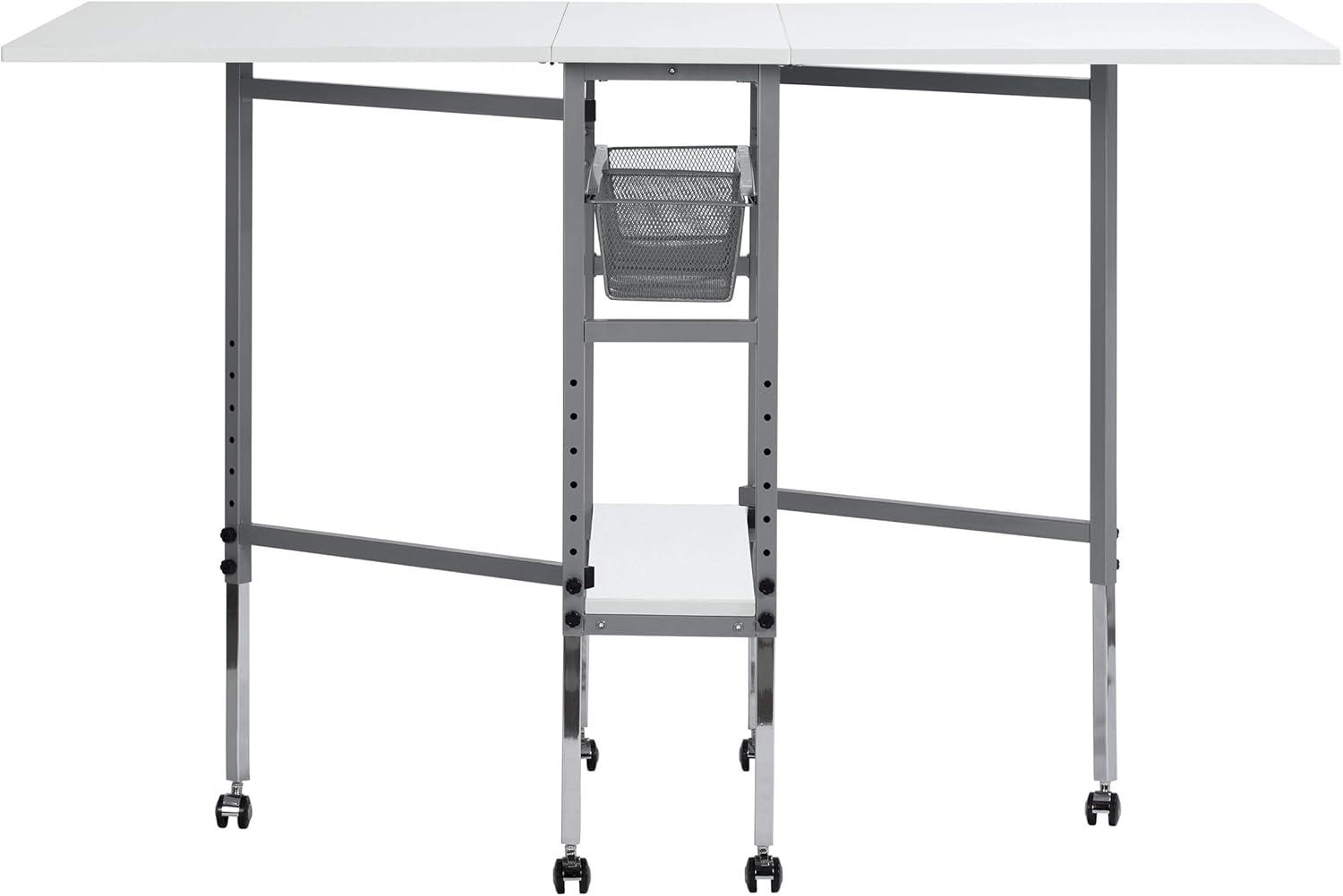 Sew Ready 58.75'' x 36.5'' Foldable Sewing Table with Sewing Machine Platform and Wheels