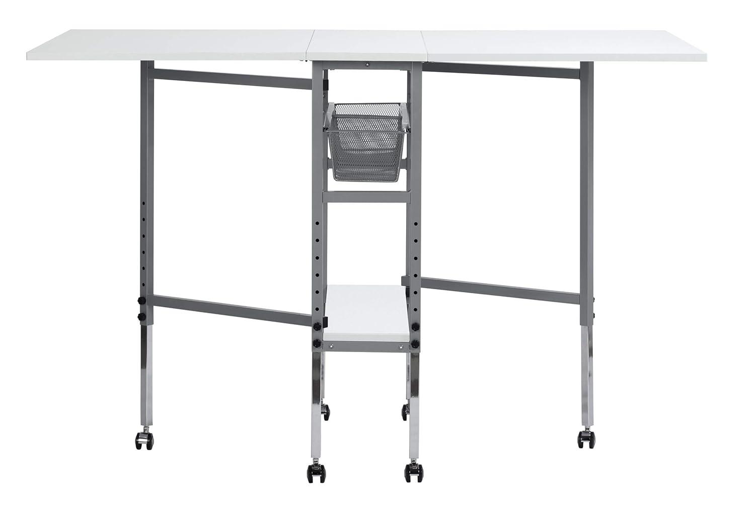 Sew Ready 58.75'' x 36.5'' Foldable Sewing Table with Sewing Machine Platform and Wheels