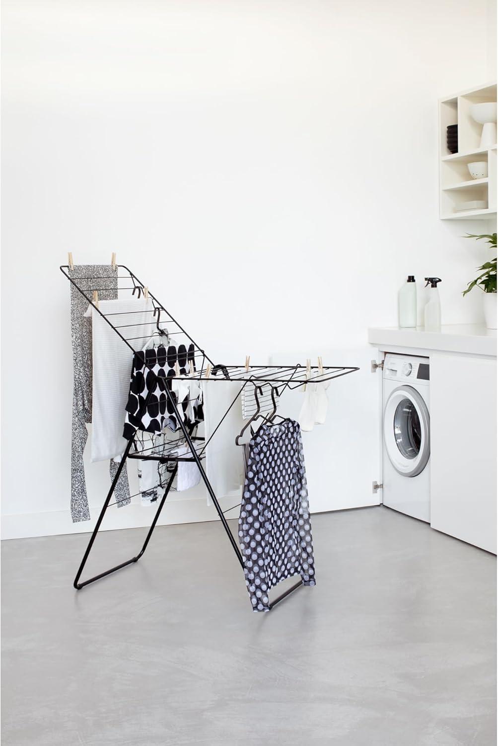 Matte Black Adjustable Steel Folding Drying Rack