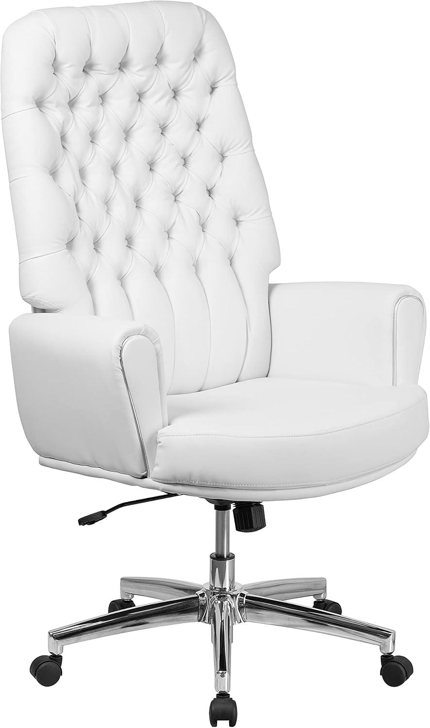 Flash Furniture High Back Traditional Tufted LeatherSoft Executive Swivel Office Chair with Silver Welt Arms