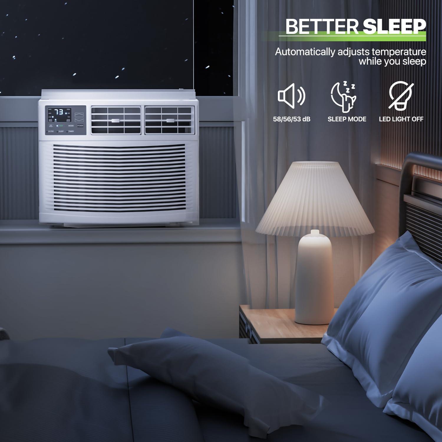 Bring Home Furniture 8000 BTU Smart Window Air Conditioner with WiFi/App Control & Energy Star 24H Scheduling & Remote Included Cools 350 Sq.Ft. for Bedroom Living Room