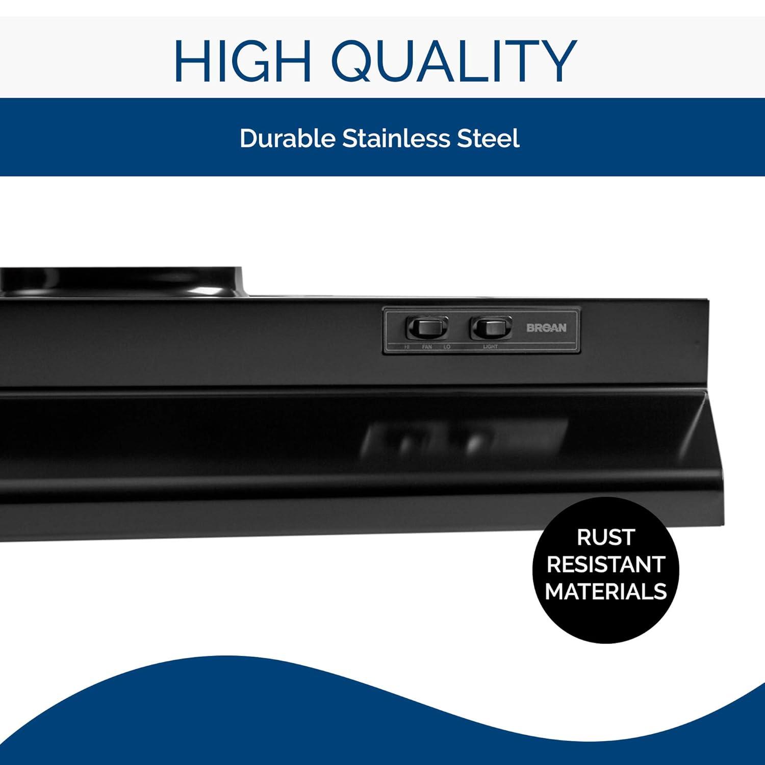 Broan 30" Black Under-Cabinet Range Hood with 2-Speed Fan