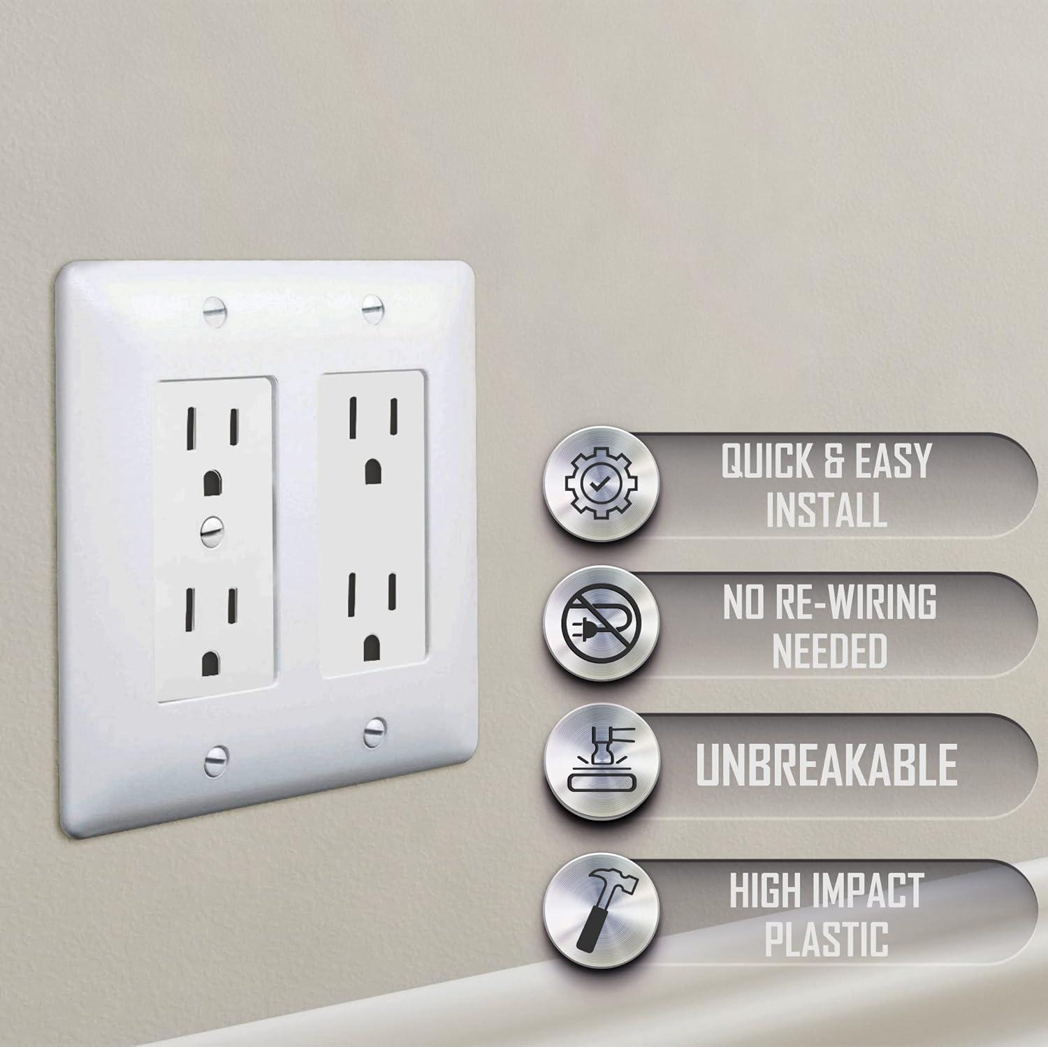 TayMac Masque 5000 Series Textured White 2 gang Plastic Decorator Wall Plate 1 pk