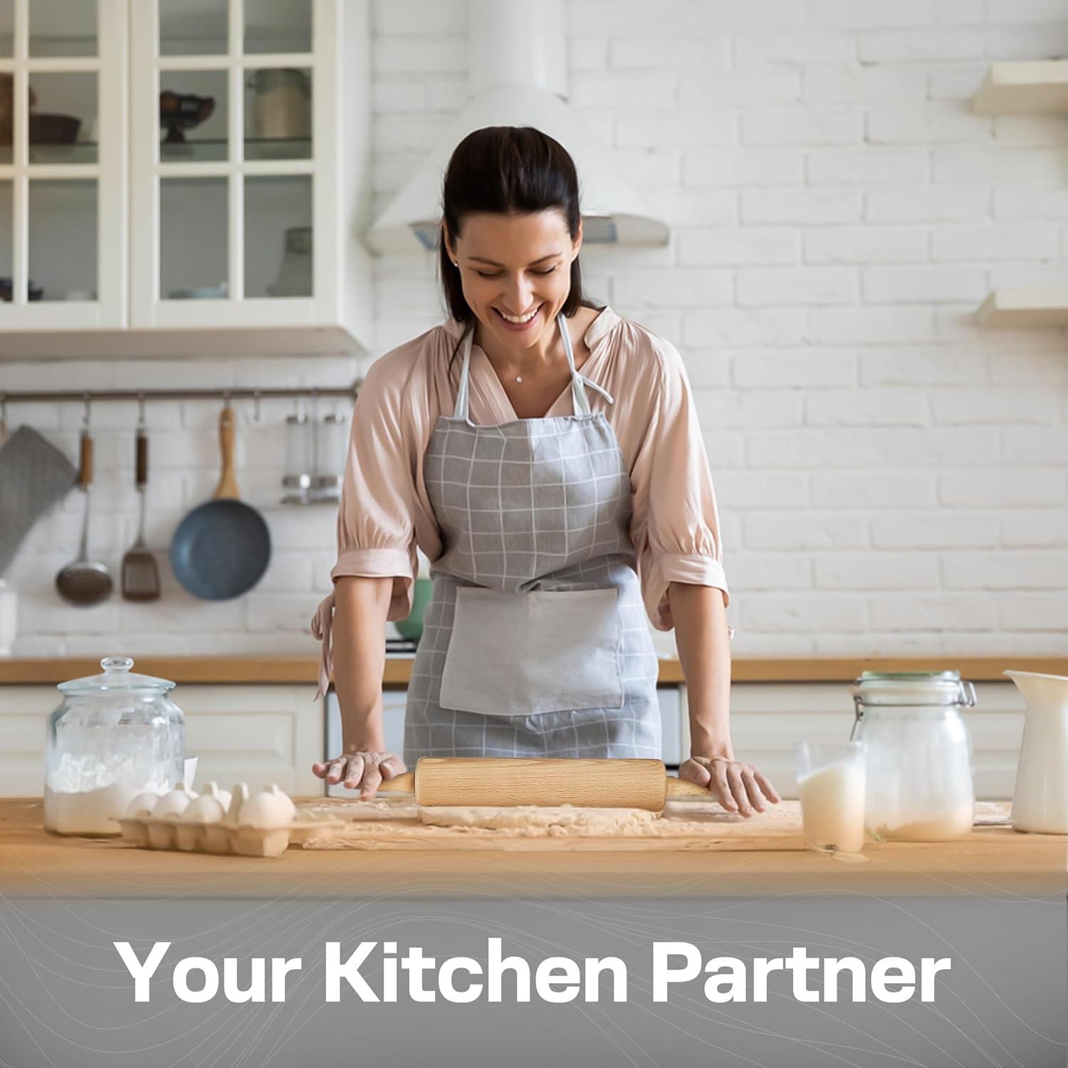 17 inch Wooden Rolling Pin for Baking - Long Dough Roller for All Baking Needs